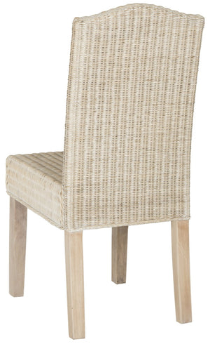 Safavieh ODETTE Wicker Dining Chairs - Coastal Charm with Handcrafted Elegance for Your Dining Space White Washed SEA8015D-SET2
