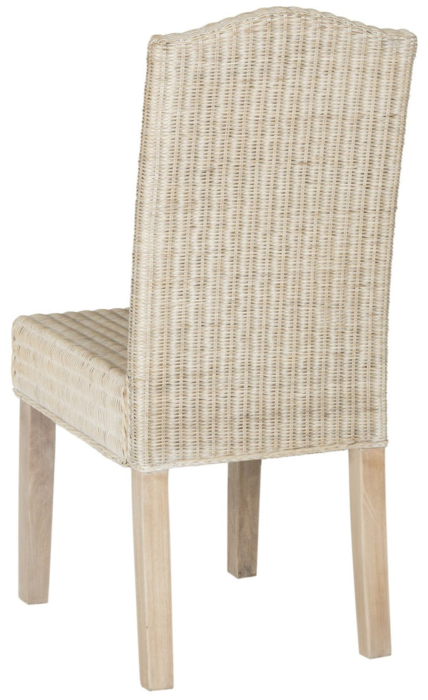 Safavieh ODETTE Wicker Dining Chairs - Coastal Charm with Handcrafted Elegance for Your Dining Space White Washed SEA8015D-SET2