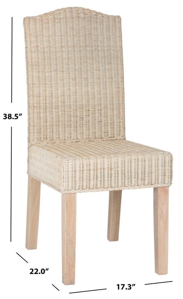 Safavieh ODETTE Wicker Dining Chairs - Coastal Charm with Handcrafted Elegance for Your Dining Space White Washed SEA8015D-SET2