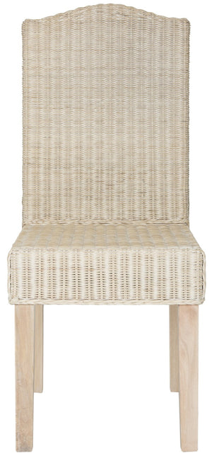 Safavieh ODETTE Wicker Dining Chairs - Coastal Charm with Handcrafted Elegance for Your Dining Space White Washed SEA8015D-SET2