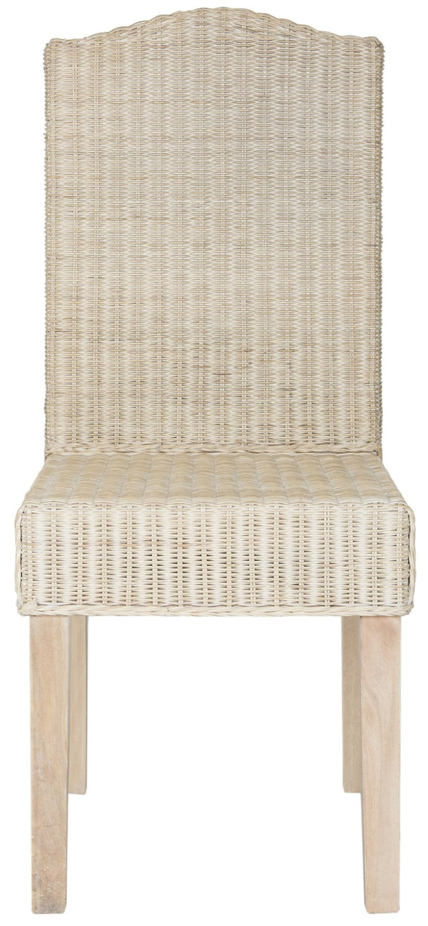 Safavieh ODETTE Wicker Dining Chairs - Coastal Charm with Handcrafted Elegance for Your Dining Space White Washed SEA8015D-SET2