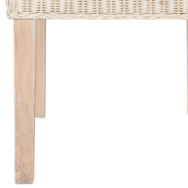 Safavieh ODETTE Wicker Dining Chairs - Coastal Charm with Handcrafted Elegance for Your Dining Space White Washed SEA8015D-SET2