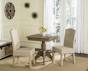 Safavieh ODETTE Wicker Dining Chairs - Coastal Charm with Handcrafted Elegance for Your Dining Space White Washed SEA8015D-SET2