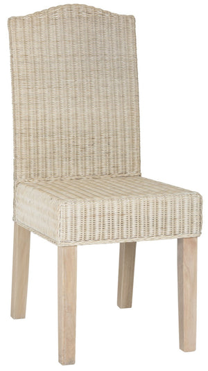 Safavieh ODETTE Wicker Dining Chairs - Coastal Charm with Handcrafted Elegance for Your Dining Space White Washed SEA8015D-SET2