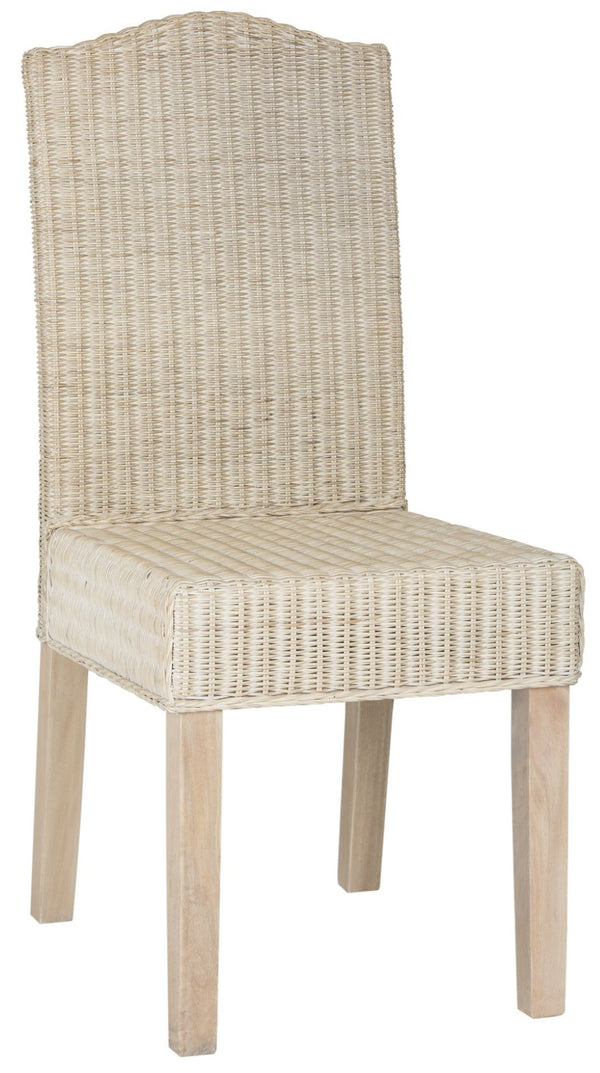 Safavieh ODETTE Wicker Dining Chairs - Coastal Charm with Handcrafted Elegance for Your Dining Space White Washed SEA8015D-SET2