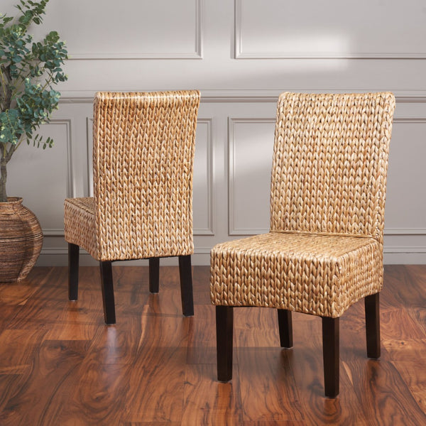 Safavieh LUZ Dining Chairs - Sustainable Pine Frame & Water Hyacinth Weave, Natural Aesthetic for Any Space SEA8016A-SET2
