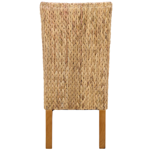 Luz Dining Chair Set Of 2 With Braided Water Hyacinth Seat, Solid Wood Frame, Coastal Warmth & Comfort