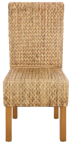 Luz Dining Chair Set Of 2 With Braided Water Hyacinth Seat, Solid Wood Frame, Coastal Warmth & Comfort