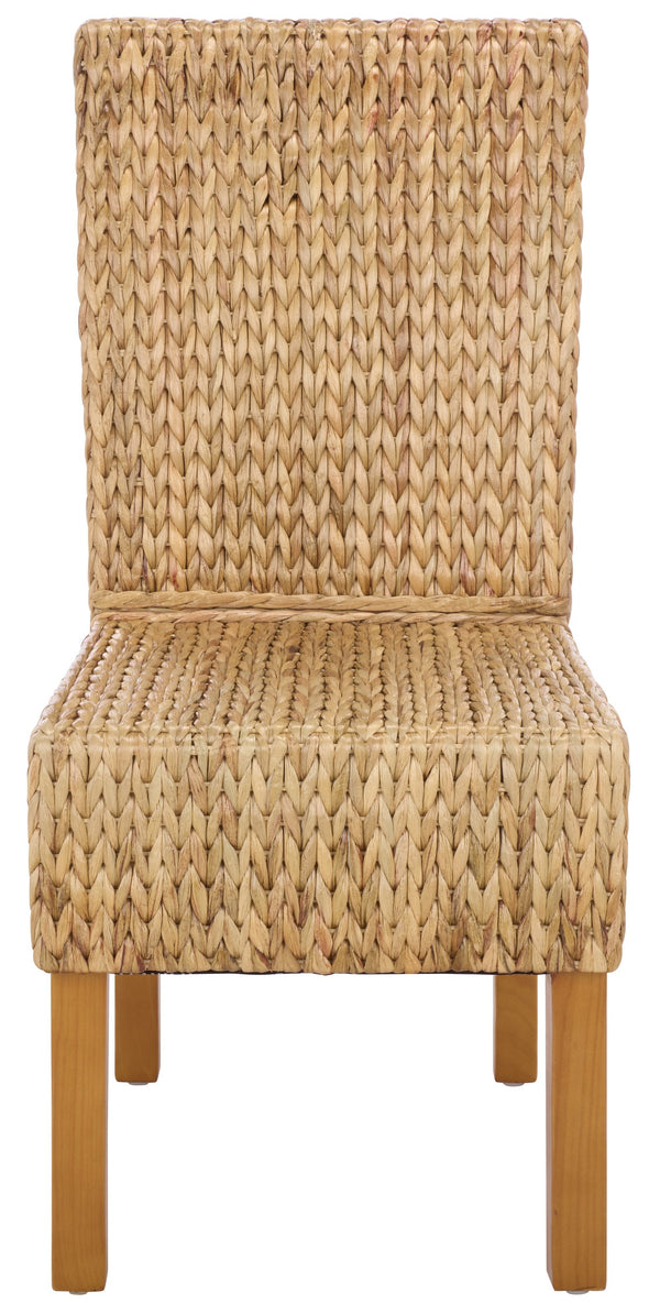 Luz Dining Chair Set Of 2 With Braided Water Hyacinth Seat, Solid Wood Frame, Coastal Warmth & Comfort