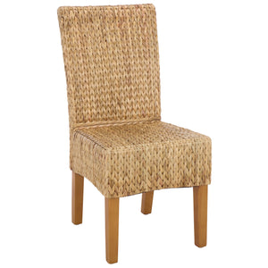 Luz Dining Chair Set Of 2 With Braided Water Hyacinth Seat, Solid Wood Frame, Coastal Warmth & Comfort