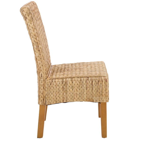 Luz Dining Chair Set Of 2 With Braided Water Hyacinth Seat, Solid Wood Frame, Coastal Warmth & Comfort