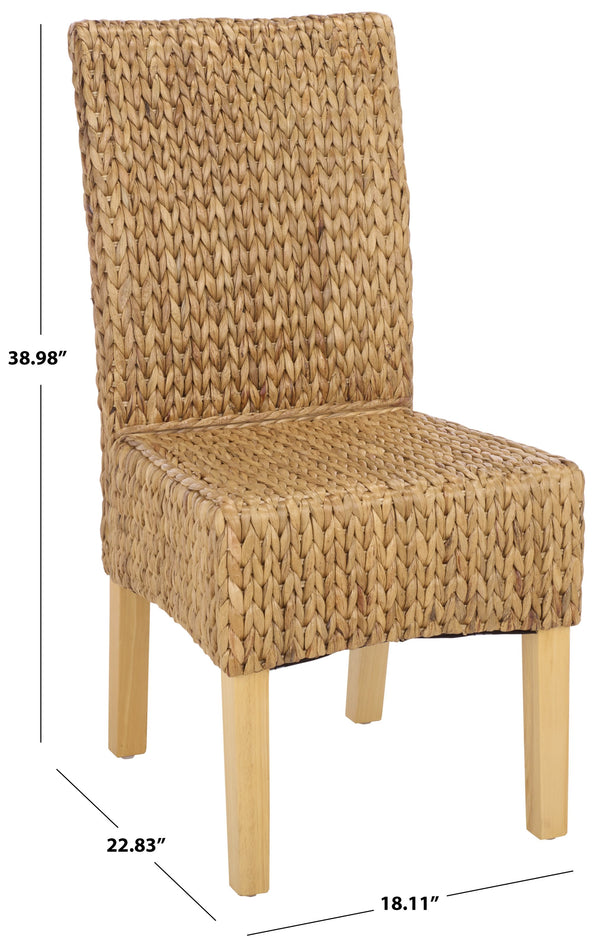 Luz Dining Chair Set Of 2 With Braided Water Hyacinth Seat, Solid Wood Frame, Coastal Warmth & Comfort
