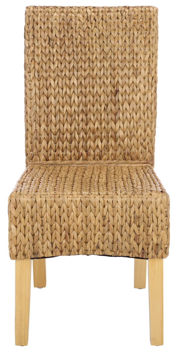 Luz Dining Chair Set Of 2 With Braided Water Hyacinth Seat, Solid Wood Frame, Coastal Warmth & Comfort