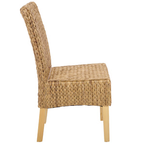 Luz Dining Chair Set Of 2 With Braided Water Hyacinth Seat, Solid Wood Frame, Coastal Warmth & Comfort