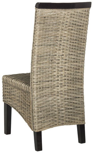 Safavieh ILYA Wicker Dining Chairs - Handcrafted Elegance for Coastal and Contemporary Dining Spaces Grey SEA8017A-SET2