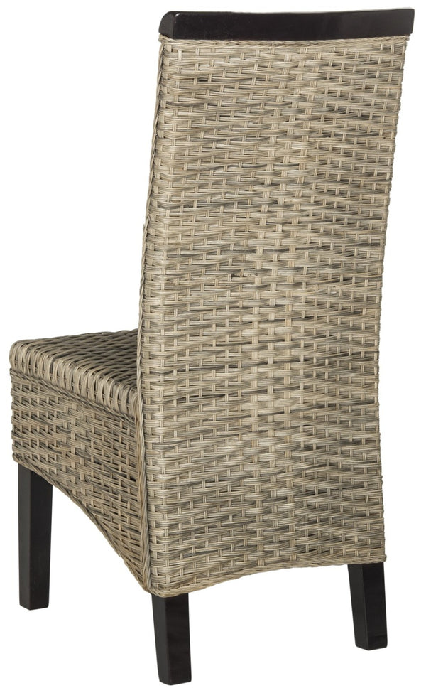 Safavieh ILYA Wicker Dining Chairs - Handcrafted Elegance for Coastal and Contemporary Dining Spaces Grey SEA8017A-SET2