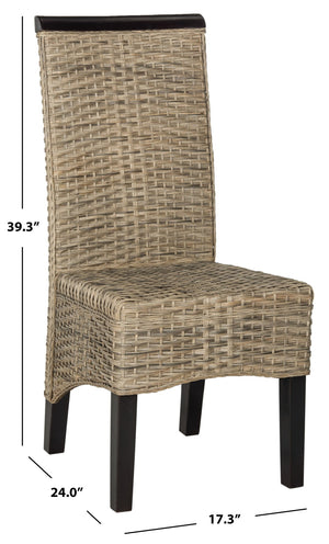 Safavieh ILYA Wicker Dining Chairs - Handcrafted Elegance for Coastal and Contemporary Dining Spaces Grey SEA8017A-SET2