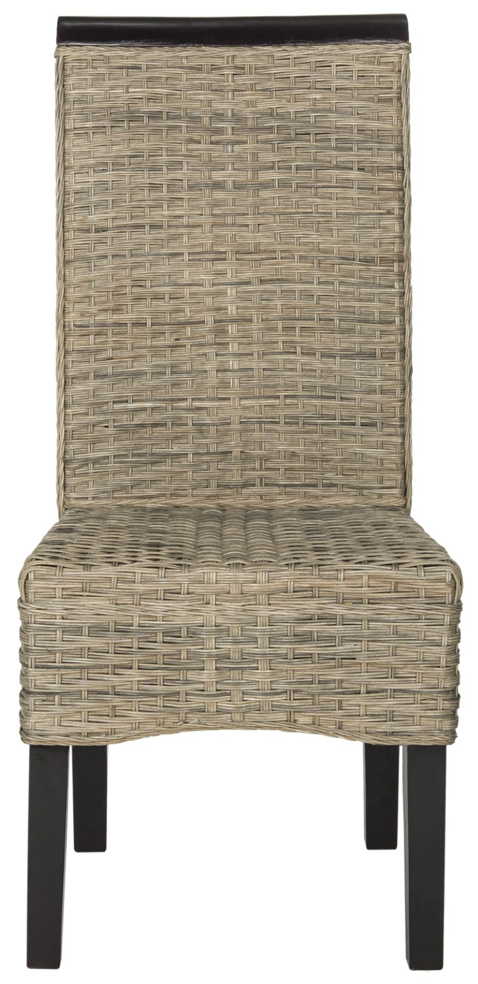 Safavieh ILYA Wicker Dining Chairs - Handcrafted Elegance for Coastal and Contemporary Dining Spaces Grey SEA8017A-SET2