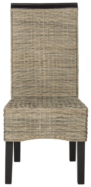 Safavieh ILYA Wicker Dining Chairs - Handcrafted Elegance for Coastal and Contemporary Dining Spaces Grey SEA8017A-SET2