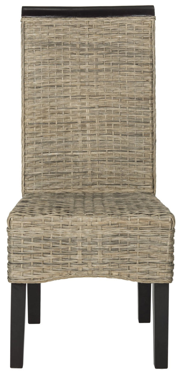Safavieh ILYA Wicker Dining Chairs - Handcrafted Elegance for Coastal and Contemporary Dining Spaces Grey SEA8017A-SET2