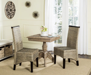 Safavieh ILYA Wicker Dining Chairs - Handcrafted Elegance for Coastal and Contemporary Dining Spaces Grey SEA8017A-SET2