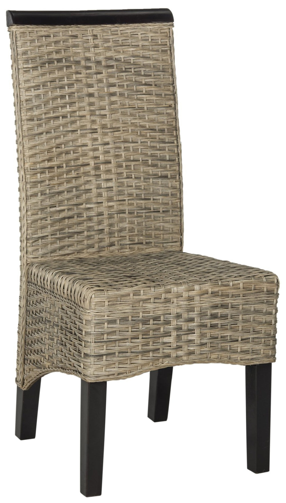 Safavieh ILYA Wicker Dining Chairs - Handcrafted Elegance for Coastal and Contemporary Dining Spaces Grey SEA8017A-SET2