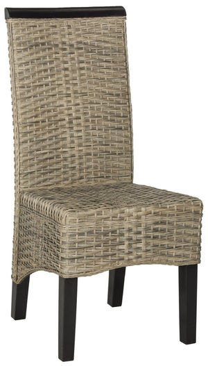 Safavieh ILYA Wicker Dining Chairs - Handcrafted Elegance for Coastal and Contemporary Dining Spaces Grey SEA8017A-SET2
