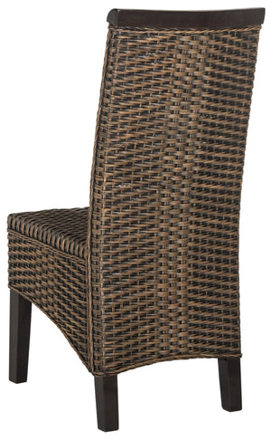 Safavieh ILYA Wicker Dining Chairs - Handcrafted Elegance for Coastal and Contemporary Dining Spaces Brown / Multi SEA8017C-SET2