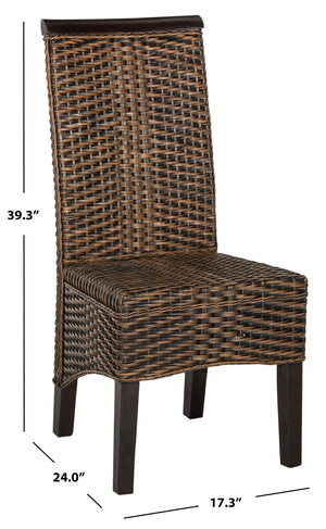 Safavieh ILYA Wicker Dining Chairs - Handcrafted Elegance for Coastal and Contemporary Dining Spaces Brown / Multi SEA8017C-SET2