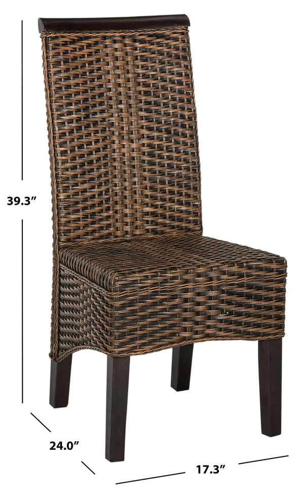 Safavieh ILYA Wicker Dining Chairs - Handcrafted Elegance for Coastal and Contemporary Dining Spaces Brown / Multi SEA8017C-SET2