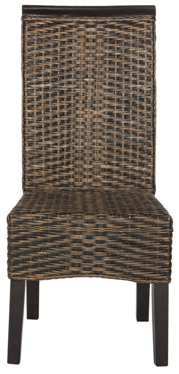 Safavieh ILYA Wicker Dining Chairs - Handcrafted Elegance for Coastal and Contemporary Dining Spaces Brown / Multi SEA8017C-SET2