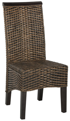 Safavieh ILYA Wicker Dining Chairs - Handcrafted Elegance for Coastal and Contemporary Dining Spaces Brown / Multi SEA8017C-SET2