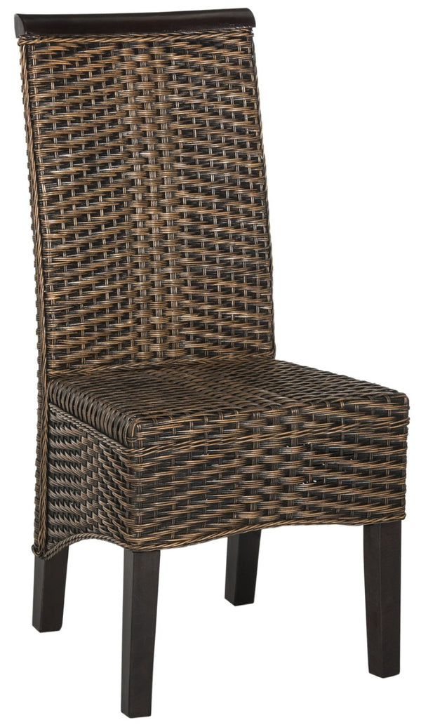 Safavieh ILYA Wicker Dining Chairs - Handcrafted Elegance for Coastal and Contemporary Dining Spaces Brown / Multi SEA8017C-SET2