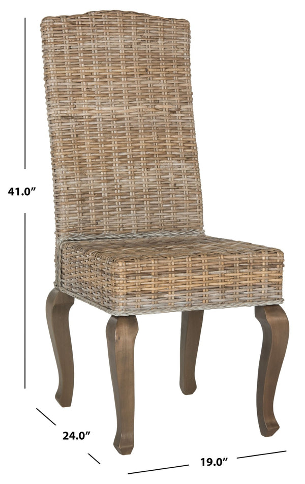 Safavieh MILOS Dining Chairs - Contemporary Artisan Design, Durable Upholstery & Solid Pine Frame for Elegance Grey SEA8018A-SET2