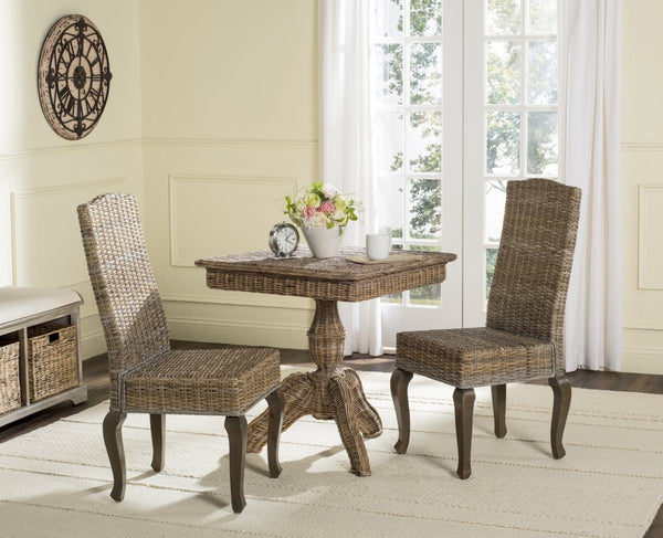Safavieh MILOS Dining Chairs - Contemporary Artisan Design, Durable Upholstery & Solid Pine Frame for Elegance Grey SEA8018A-SET2