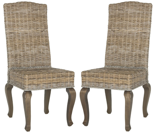 Safavieh MILOS Dining Chairs - Contemporary Artisan Design, Durable Upholstery & Solid Pine Frame for Elegance Grey SEA8018A-SET2