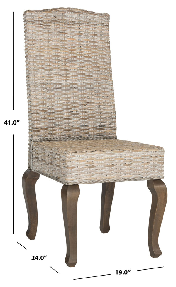 Safavieh MILOS Dining Chairs - Contemporary Artisan Design, Durable Upholstery & Solid Pine Frame for Elegance White Washed SEA8018B-SET2