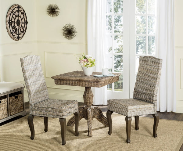Safavieh MILOS Dining Chairs - Contemporary Artisan Design, Durable Upholstery & Solid Pine Frame for Elegance White Washed SEA8018B-SET2