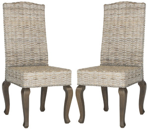 Safavieh MILOS Dining Chairs - Contemporary Artisan Design, Durable Upholstery & Solid Pine Frame for Elegance White Washed SEA8018B-SET2