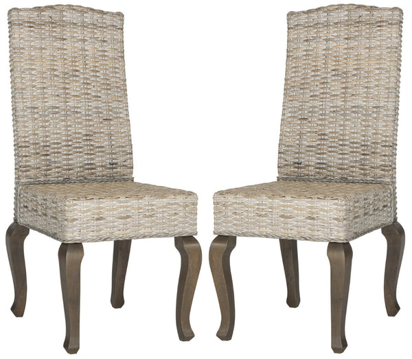 Safavieh MILOS Dining Chairs - Contemporary Artisan Design, Durable Upholstery & Solid Pine Frame for Elegance White Washed SEA8018B-SET2