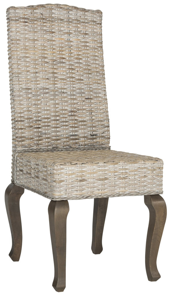 Safavieh MILOS Dining Chairs - Contemporary Artisan Design, Durable Upholstery & Solid Pine Frame for Elegance White Washed SEA8018B-SET2