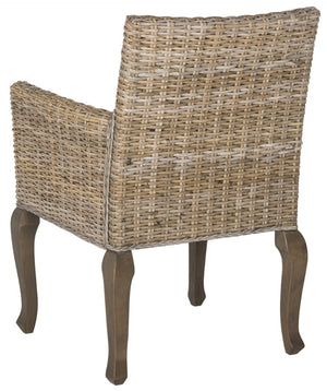 Safavieh ARMONDO Dining Arm Chair - Elegant Organic Fiber Upholstery with Kubu-Inspired Details & Comfort Natural SEA8019A-SET2
