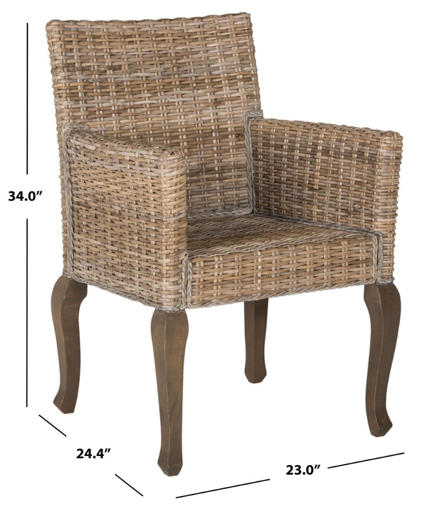 Safavieh ARMONDO Dining Arm Chair - Elegant Organic Fiber Upholstery with Kubu-Inspired Details & Comfort Natural SEA8019A-SET2