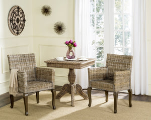Safavieh ARMONDO Dining Arm Chair - Elegant Organic Fiber Upholstery with Kubu-Inspired Details & Comfort Natural SEA8019A-SET2