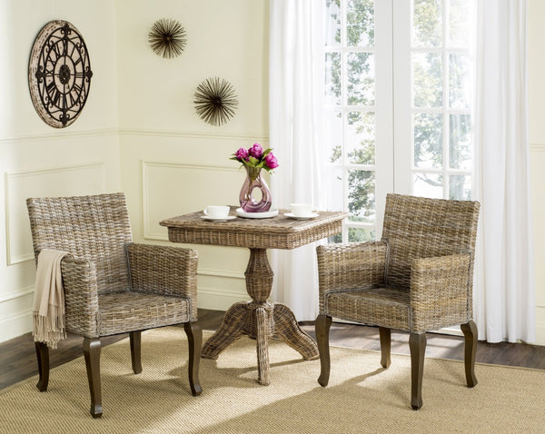 Safavieh ARMONDO Dining Arm Chair - Elegant Organic Fiber Upholstery with Kubu-Inspired Details & Comfort Natural SEA8019A-SET2