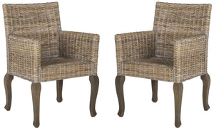 Safavieh ARMONDO Dining Arm Chair - Elegant Organic Fiber Upholstery with Kubu-Inspired Details & Comfort Natural SEA8019A-SET2
