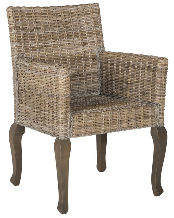 Safavieh ARMONDO Dining Arm Chair - Elegant Organic Fiber Upholstery with Kubu-Inspired Details & Comfort Natural SEA8019A-SET2