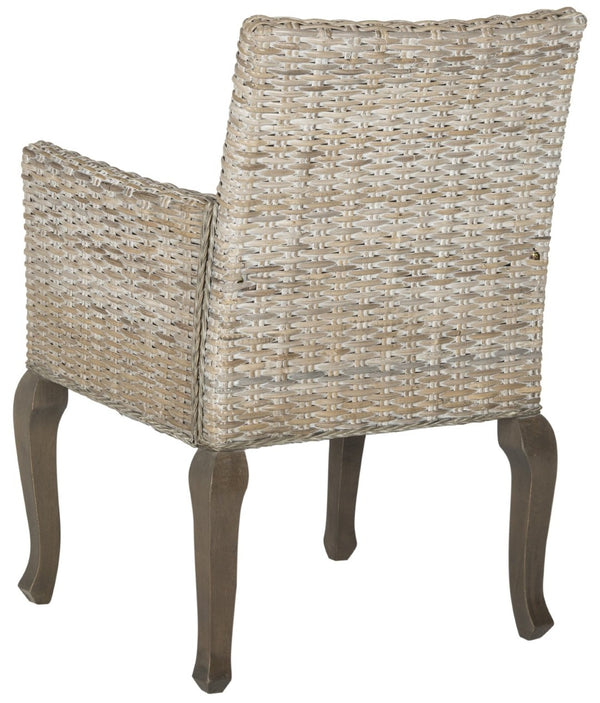 Safavieh ARMONDO Dining Arm Chair - Elegant Organic Fiber Upholstery with Kubu-Inspired Details & Comfort White Washed SEA8019B-SET2