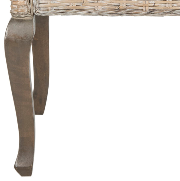 Safavieh ARMONDO Dining Arm Chair - Elegant Organic Fiber Upholstery with Kubu-Inspired Details & Comfort White Washed SEA8019B-SET2