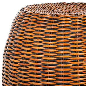 Safavieh Remi Wicker End Table – Chic Barrel Stool Design For Modern Living Spaces, Versatile Accent Piece Brown / Multi SEA8022A